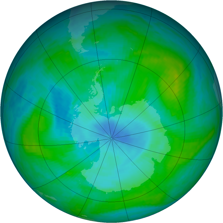 Antarctic ozone map for 10 February 1989